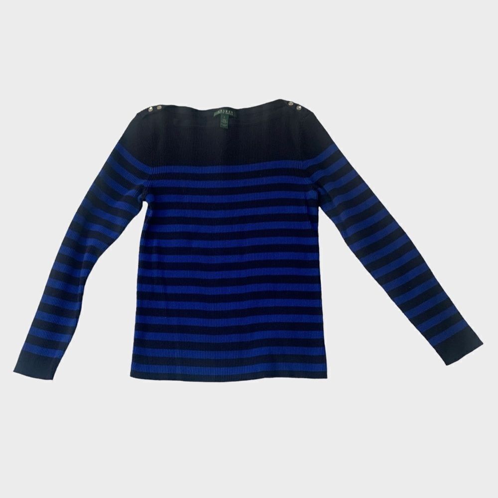Ralph Lauren 100 Cotton Striped Sweater Size L - Picture 3 of 4